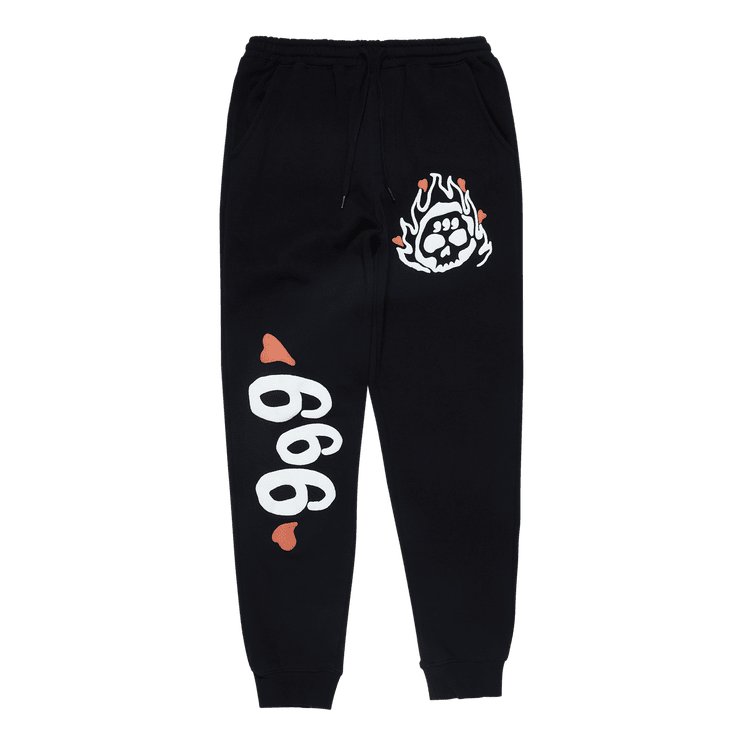999 Club Burning Hearts Sweatpants Black